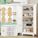 Metal Pantry Cabinet with 2 Doors and Adjustable Shelves - 71" Kitchen Storage Cabinet with Gold Handles - Versatile Storage for Kitchen, Bathroom, Dining Room, Utility Room - White by CozyNest Decor