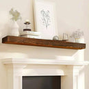 60x8x3 Fireplace Mantel - Solid Rustic Wood - Wall Mounted Floating Shelf with Invisible Heavy Duty Steel Bracket (Weathered Brown) by CozyNest Decor