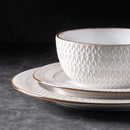 GBHOME Ceramic Dinnerware Sets, 24 pcs Embossed Elegant Stoneware Plates and Bowls Sets, Housewarming Wedding Gift | Dishwasher & Microwave Safe | Dishes Set Service for 8 by CozyNest Decor
