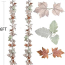 DearHouse 2 Pack Fall Maple Leaf Vine, 5.9Ft/Piece Hanging Garland White Autumn Foliage Thanksgiving Decor for Home Wedding Fireplace Party Christmas (White&Orange) by CozyNest Decor