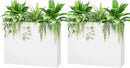 Stoog 38" Large Planters for Outdoor Plants Set of 2, All-Weather Rectangular Metal Planter Box with Removable Insert Shelf, Ideal for Plants, Flowers, Vegetables, Garden, White by GreenHaven Gardens