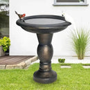 SKYFIRE 22-Inch Fibre Reinforced Concrete Pedestal Floor Fountain and Bird Bath Outdoor Decor for Garden, Patio, Lawn, Backyard - 20”L X 20”W X 22”H Antique Pedestal Birdbath by GreenHaven Gardens