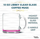 Libbey Clear Glass Coffee Mugs 13 oz. Set of 10, Bulk Pack - Perfect for Coffee, Tea, Espresso, Hot Cocoa, Other Beverages - Pink Bottom by TinyTreasures Baby Boutique