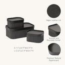 LA JOLIE MUSE Fluted Cardboard Storage Baskets with Leather-Like Lids, Paper Boxes Decorative Tray, Modern Basket Organizer Bins for Jewelry Shelve Bathroom Bedroom Organizing,Black, Set of 3 by TinyTreasures Baby Boutique