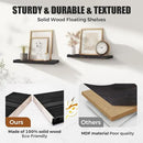 Floating Wall Shelves - 16"x6.8"x1.2" Sturdy Rustic Black Solid Wood Shelves for Storage and Décor, Easy Installation for Living Room, Bedroom, and Kitchen - 2 Pack