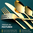 Gold Silverware Set for 8, OGORI 45-Piece Stainless Steel Flatware Set with Serving Set, Mirror Polished Cutlery Set with Serving Utensils Spoon for Kitchen Party Supply by CozyNest Decor