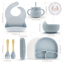 All In One Silicone Feeding Set - Safe for 6-12 Months - Non-Toxic Baby Led Weaning Supplies - Toddler Self Feeding Utensils - BPA-Free - Mess Free Essentials by TinyTreasures Baby Boutique