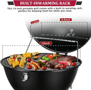 14inch Portable Charcoal Grill with Warming Rack, Small bbq Charcoal Grill Tabletop Foldable Grills for Backyard, Camping, Black by GreenHaven Gardens