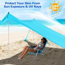 COMMOUDS Beach Tent Sun Shelter - UPF50+ Pop Up Beach Canopy with Sandbags & Sand Shovel & Windproof Poles, Portable Sun Shade for Beach, Camping, Picnics, Backyard by TinyTreasures Baby Boutique