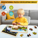 Wooden Vehicle Puzzles for Kids Age 3 4 5 Year Old, 4 Pack 24 Pcs Montessori Toddler Jigsaw Puzzles for Girl boy Activities Preschool Learning Educational Birthday Gift Travel Autistic Wooden Toys by TinyTreasures Baby Boutique