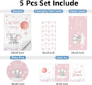 Personalized Nursery Bedding Set, 5 Pcs - Custom Baby Girl Elephant Bedding, Toddlers Bedding Set with Name, Double Layer, Customized Gift for Infant Kid by TinyTreasures Baby Boutique