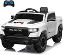 Licensed Ram 1500 Ride on Toys for Kids 4-8, Ride-on Electric Car for Kids with Remote Control, Battery Powered with Car Key/Gear Selector, LED Light/Music/MP3, Back Storage (White) by TinyTreasures Baby Boutique