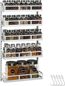 X-cosrack Wall Mount Spice Rack Organizer 5 Tier Height-Adjustable Hanging Spice Shelf Storage for Kitchen Pantry Cabinet Door, Dual-Use Seasoning Holder Rack with Hooks, White by CozyNest Decor