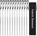 Kabob Skewers 17" Stainless Steel Long BBQ Barbecue Skewers, Flat Metal Kebob Sticks Wide Reusable Grilling Skewers for Meat Chicken,Set of 12 with Storage Bag by GreenHaven Gardens