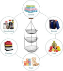 3-Tier Wire Fruit Hanging Basket 2 Packs,non-Punching Wall Hanging Storage,Kitchen Bathroom Organization Basket,Suitable for Bathroom,Kitchen,Closet,Garden,Black by CozyNest Decor
