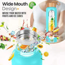 Aqulea Glass Water Bottles 32 Oz with Silicone Sleeve - BPA Free Reusable Wide Mouth Glass Motivational Water Bottles with Fruit Infuser – Leak Proof Borosilicate Water Bottle with Time Marker (Teal) by CozyNest Decor