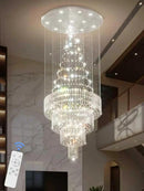 Flashing God D32''X H110'' High Ceiling Chandelier Crystal Raindrop Chandeliers Staircase Large Chandelier Villa Entrance Foyer Ceiling Light High Ceiling Pendant Light Fixture by CozyNest Decor