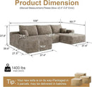 108" Sectional Couches for Living Room Modern Modular Sofa with L-Shape Couchs Upholstered Boneless Couch Deep Seat Sectional Couch with Chaise (Camel, Right Facing Chaise+2Seaters+1Ottoman) by CozyNest Decor