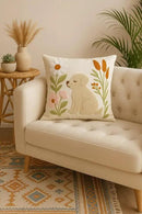 katre home madame & textile Embroidered Dog Pillow Cover – 18x18 inch Handmade Punch Needle Cushion – Boho Cotton Throw Pillow for Couch, Bed, or Gift for Dog Lovers by CozyNest Decor