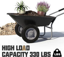 ARNOT Enlarged 2-Wheel Wheelbarrow, Easy Loading and Dumping Garden Cart, Heavy Duty Utility Dump Cart for Outdoor Lawn Yard Farm Ranch, Black by GreenHaven Gardens