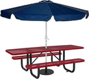 Global Industrial 8'L Rectangular Picnic Table, ADA Compliant, Expanded Metal, Red Thermoplastic Coating, Attached Benches, 1-1/2” Umbrella Pole Hole, Outdoor-Rated by GreenHaven Gardens