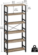 IRONCK Bookshelf, 31.5in Wide Shelf 6 Tier Bookcase, 110lbs/shelf Vintage Industrial Style Bookshelves for Bedroom, Living Room and Home Office, Industrial Brown by CozyNest Decor