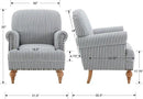 chairus Linen Accent Chair for Living Room Set of 2 Upholstered Mid Century Modern Single Sofa Chair with Solid Wood Legs Comfy Reading Armchair for Bedroom/Office Room/Recption/Lounge, Blue Stripe by CozyNest Decor
