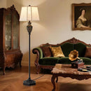 Luvkczc Vintage Black Floor Lamp - Hand-Painted Gold Resin with 6-Sided Carved Hollow Nightlight, Traditional Standing Lamp for Living Room, Bedroom, Study (Bulb Included) by CozyNest Decor