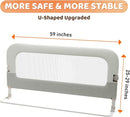 Large Bed Guard Rail for Toddlers - 59inch Foldable & Adjustable Heights Baby Bed Safety Railing - Toddler Long Bed Rails Guard for Twin, Bunk, Queen & King, Full Size Bed by TinyTreasures Baby Boutique