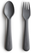 mushie Flatware Fork and Spoon Set For Kids | Made in Denmark (Smoke) by TinyTreasures Baby Boutique