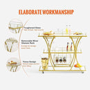VEVOR Bar Cart Gold, 3 Tiers Home Bar Serving Cart on Lockable Wheels, Rolling Alcohol Cart with Tempered Glass Shelves Guardrail Wine Rack, Modern Wine Cart for Home Kitchen Dining and Living Room by CozyNest Decor