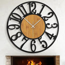 LEIKE 30" Oversized Large Wall Clocks,Silent,Non Ticking,Battery Operated Modern Round Big Wood Decorative Metal Wall Clock for Living Room, Bedroom,Kitchen,Farmhouse,Office Decor - Black,30 Inch by CozyNest Decor