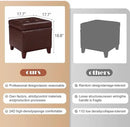 Adeco Bonded Leather Square Tufted Footstool, 18", Brown Storage Ottomans, by CozyNest Decor