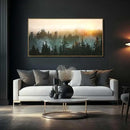Living Room Wall Art Sunrise Misty Forest 24"x48" Modern Home Wall Decor Plants Wall Decorations Framed Artwork for Bedroom Dining Room Office Hotel by CozyNest Decor