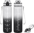 32oz Motivational Water Bottles with Time Marker & Fruit Strainer, Transparent Gradient Color Water Bottle with Times to Drink, Leakproof & BPA Free, Reusable Bottle with Strap (No Straw) by CozyNest Decor