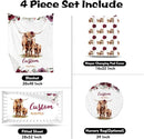 Custom Nursery Crib Bedding Set: Personalized Name 4 Piece Rose Highland Cow Design Baby Crib Sets for Girls - Toddler Double Layer Blanket Set, Comfortable Crib Bed Sheets for Baby Toddlers by TinyTreasures Baby Boutique