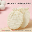 Newborn Mittens No Scratch 100% Cotton Mitts Boy Girl baby mittens 0-6 months 6 Pack by TinyTreasures Baby Boutique