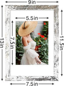 Vittanly 8x12 Picture Frames Set of 9, Shatter Resistant Plexiglass, Display 6x8 Pictures with Mat or 8x12 without Mat, Photo Frames for Wall or Tabletop, Engineered Wood, Distressed White by CozyNest Decor