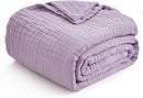 EMME Cotton Twin Blanket for Couch Soft Airy Muslin Bed Blankets Lightweight Breathable All Season Gauze, Lavender 60"x80" by CozyNest Decor