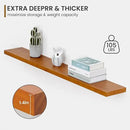 Fun Memories 55 Inches Floating Shelves - 8 Inch Deep Rustic Solid Pine Wood Wall Shelves for Storage - Farmhouse Wall Mounted for Living Room - Heavy-Duty Metal Bracket - 55" W x 8" D - Honey by CozyNest Decor