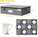 YearningHome Cup and Mug Storage Box with Hard Shell and Dividers for Coffee Mugs,Tea Cups and Glasses,Stackable Storage Organizers with Lid,Handles,Zips and Lable for Moving,Holds 12,2 Pack, Grey by CozyNest Decor