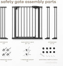Comfy Cubs Baby Safety Gate with 3 Extensions - Adjustable 42" x 1.9" x 30" Q195 Steel Doorway Barrier - Powder-Coated Finish for Stairs and Doorways - Walk-Through Design Pet Gate - Black by TinyTreasures Baby Boutique