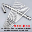 304 Stainless Steel 14.8" Long Flat Barbecue Skewers,20PCS/40PCS BBQ Kebab Skewers with Portable Metal Storage Tube,Reusable for Grilling Barbecue Kitchen Party and Outdoor Cooking (40PCS) by GreenHaven Gardens