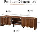 ORRD 63'' TV Stand, Modern TV Console Table Wave Panel Television Stands Entertainment Media Center with Storage Compartment and Sliding Door for Living Room (Walnut) by CozyNest Decor