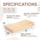 Homeforia Wood Floating Shelf 16 inch, High End Solid Natural Wood 16inch Floating Shelves for Wall Mounted, Unfinished Wooden Small Floating Shelves, Heavy Duty Bracket, 16 X 6.5 X 1.75 in, Set of 4 by CozyNest Decor