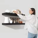 Heimlove 48" Black Floating Shelves for Wall,10 Deep Rustic Wood Display & Storage Wall Shelves with Heavy Duty Brackets for Bathroom,Bedroom,Kitchen,Living Room,Office by CozyNest Decor