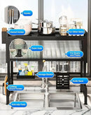 Dish Drying Rack, 3-Tier Over Sink Dish Drying Rack, 33.5" Over Sink Dish Rack for Small Kitchen, Space-Saving Dish Rack with Cover, Baskets, Utensil, Large Sink Storage Organizer Black by CozyNest Decor