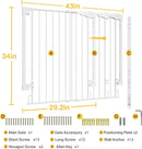 Cumbor 34" Extra Tall No Bottom Bar Baby Gate for Stairs, Auto Close Dog Gate Indoor for Larger Pets, 29.2-43" Hardware Mounted Safety Gate for Doorways, Wide Walk Thru Door for Easy Access (White) by TinyTreasures Baby Boutique