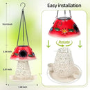 Mushroom Solar Bird Feeders for Outdoors Hanging Metal Wild Bird Feeder Garden Lantern with S Hook for Garden Decoration red by CozyNest Decor