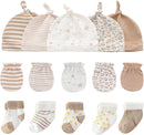 Baby Hats Mittens and Socks Set Cotton Newborn Hat Beanie Soft Infant Girls Boys Caps Gloves 0-6 month by TinyTreasures Baby Boutique